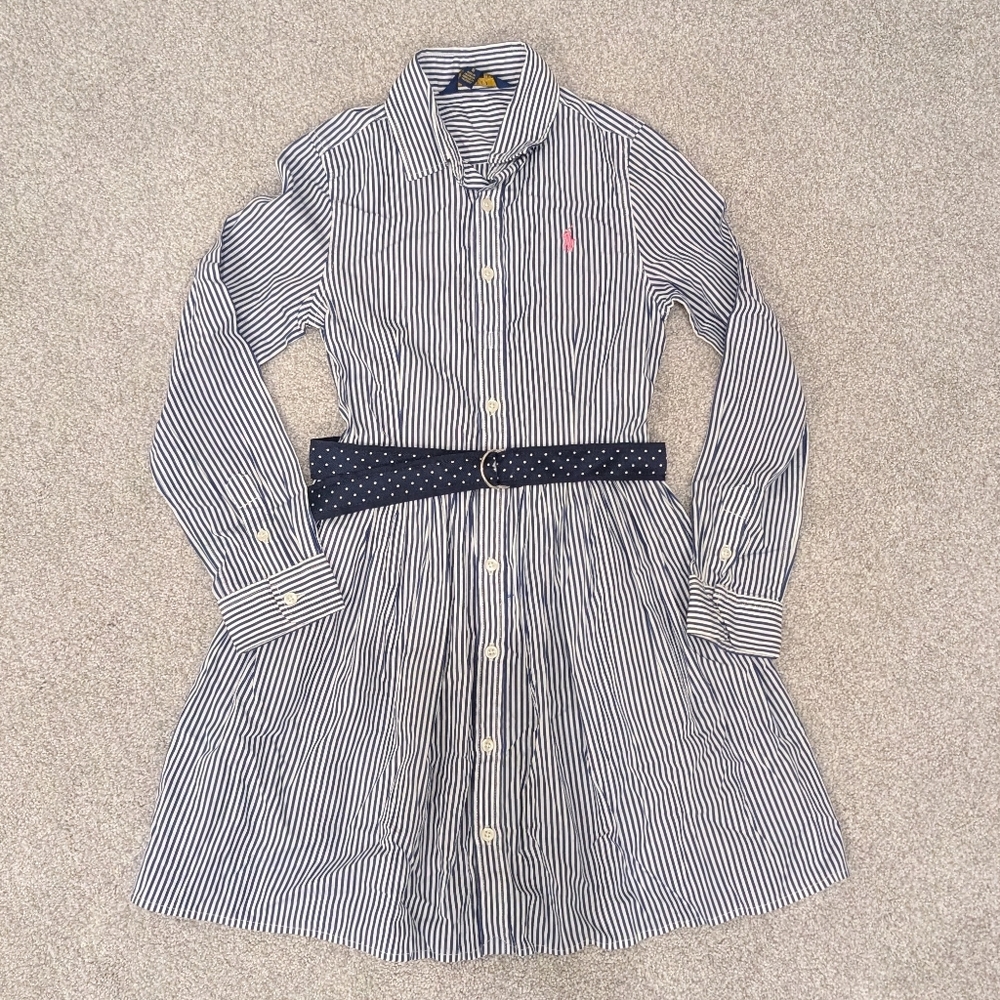 GUC Polo by Ralph Lauren Navy and White Striped Girls Dress